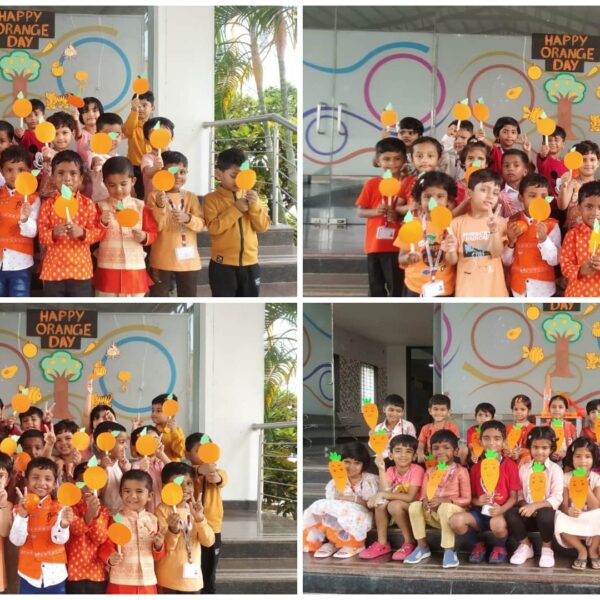 Orange Day Celebration 2025 at Navodaya Central School students dressed in orange participating in activities